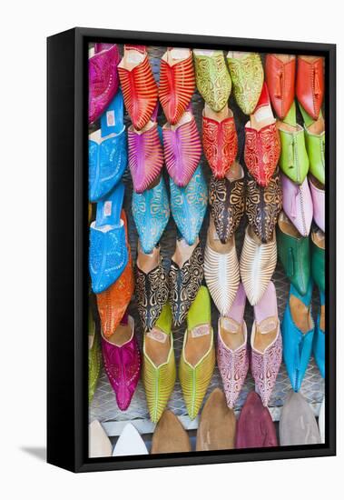 Colourful Babouche for Sale in Thesouks in the Old Medina-Matthew Williams-Ellis-Framed Premier Image Canvas