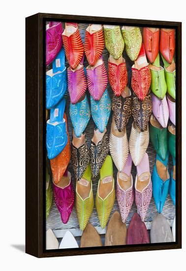 Colourful Babouche for Sale in Thesouks in the Old Medina-Matthew Williams-Ellis-Framed Premier Image Canvas