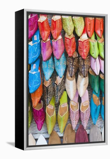 Colourful Babouche for Sale in Thesouks in the Old Medina-Matthew Williams-Ellis-Framed Premier Image Canvas