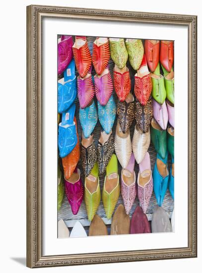 Colourful Babouche for Sale in Thesouks in the Old Medina-Matthew Williams-Ellis-Framed Photographic Print