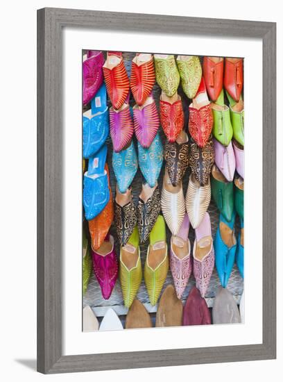 Colourful Babouche for Sale in Thesouks in the Old Medina-Matthew Williams-Ellis-Framed Photographic Print