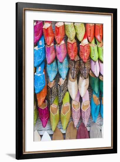 Colourful Babouche for Sale in Thesouks in the Old Medina-Matthew Williams-Ellis-Framed Photographic Print