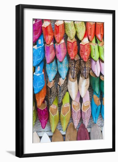 Colourful Babouche for Sale in Thesouks in the Old Medina-Matthew Williams-Ellis-Framed Photographic Print