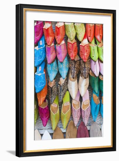 Colourful Babouche for Sale in Thesouks in the Old Medina-Matthew Williams-Ellis-Framed Photographic Print