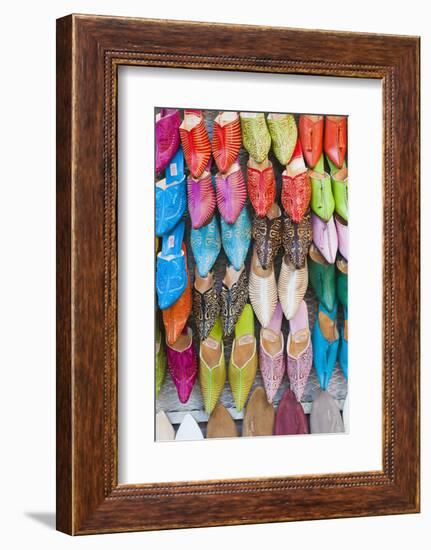 Colourful Babouche for Sale in Thesouks in the Old Medina-Matthew Williams-Ellis-Framed Photographic Print