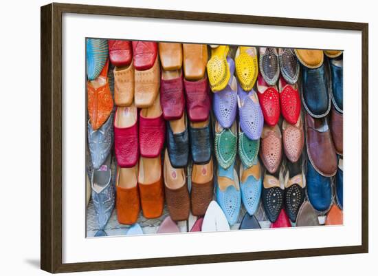 Colourful Babouche (Mens Leather Slippers) for Sale in the Marrakech Souks-Matthew Williams-Ellis-Framed Photographic Print