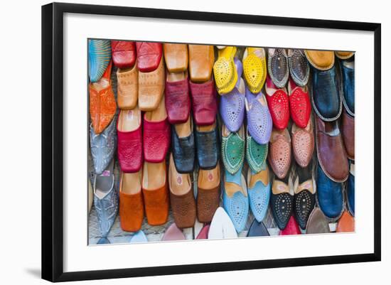 Colourful Babouche (Mens Leather Slippers) for Sale in the Marrakech Souks-Matthew Williams-Ellis-Framed Photographic Print