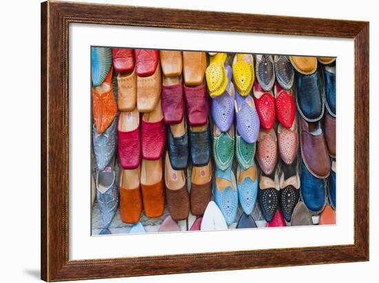 Colourful Babouche (Mens Leather Slippers) for Sale in the Marrakech Souks-Matthew Williams-Ellis-Framed Photographic Print