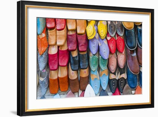 Colourful Babouche (Mens Leather Slippers) for Sale in the Marrakech Souks-Matthew Williams-Ellis-Framed Photographic Print