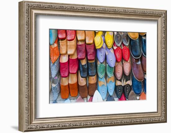 Colourful Babouche (Mens Leather Slippers) for Sale in the Marrakech Souks-Matthew Williams-Ellis-Framed Photographic Print