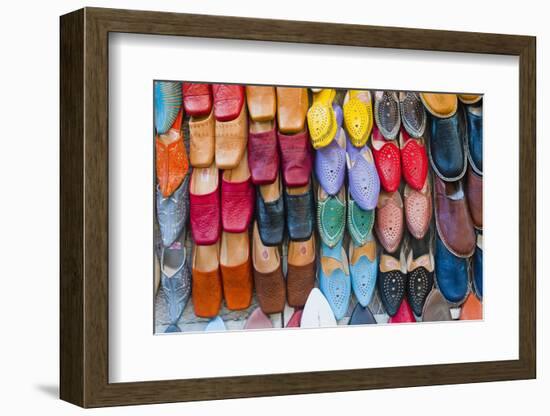 Colourful Babouche (Mens Leather Slippers) for Sale in the Marrakech Souks-Matthew Williams-Ellis-Framed Photographic Print