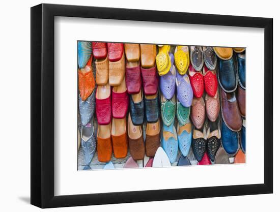 Colourful Babouche (Mens Leather Slippers) for Sale in the Marrakech Souks-Matthew Williams-Ellis-Framed Photographic Print