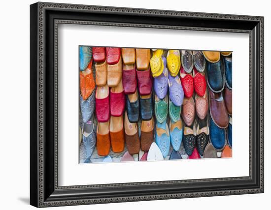 Colourful Babouche (Mens Leather Slippers) for Sale in the Marrakech Souks-Matthew Williams-Ellis-Framed Photographic Print