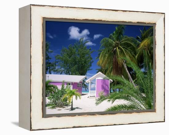 Colourful Beach Hut Beneath Palm Trees, Rum Point, Grand Cayman, Cayman Islands, West Indies-Ruth Tomlinson-Framed Premier Image Canvas