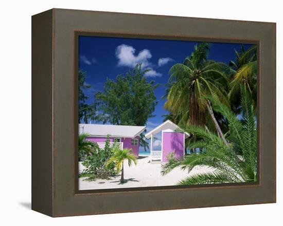 Colourful Beach Hut Beneath Palm Trees, Rum Point, Grand Cayman, Cayman Islands, West Indies-Ruth Tomlinson-Framed Premier Image Canvas