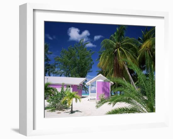 Colourful Beach Hut Beneath Palm Trees, Rum Point, Grand Cayman, Cayman Islands, West Indies-Ruth Tomlinson-Framed Photographic Print
