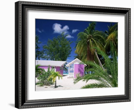 Colourful Beach Hut Beneath Palm Trees, Rum Point, Grand Cayman, Cayman Islands, West Indies-Ruth Tomlinson-Framed Photographic Print