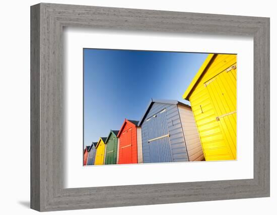 Colourful beach huts, Dawlish Warren, South Devon, UK-Ross Hoddinott-Framed Photographic Print