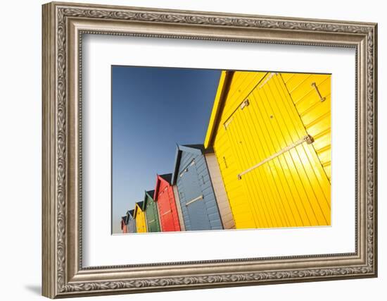 Colourful beach huts, Dawlish Warren, South Devon, UK-Ross Hoddinott-Framed Photographic Print