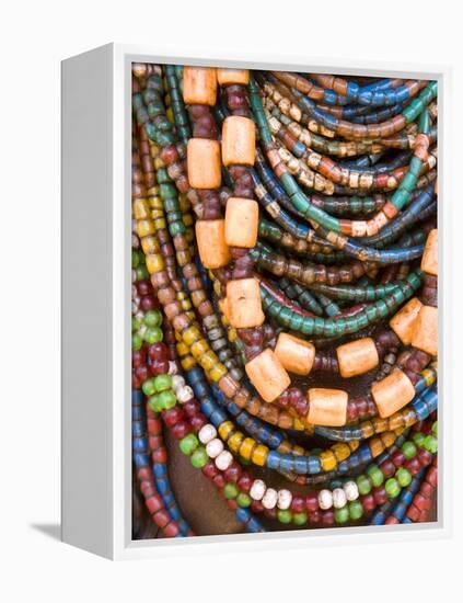 Colourful Beads Worn by a Woman of the Galeb Tribe, Lower Omo Valley, Ethiopia-Gavin Hellier-Framed Premier Image Canvas