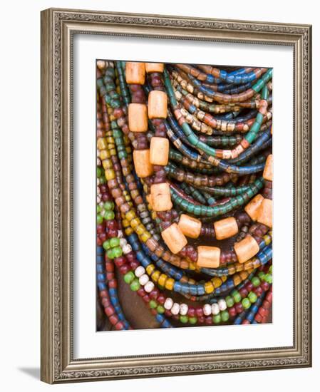 Colourful Beads Worn by a Woman of the Galeb Tribe, Lower Omo Valley, Ethiopia-Gavin Hellier-Framed Photographic Print