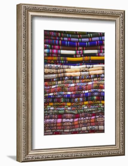 Colourful Blankets in Witches' Market, La Paz, Bolivia, South America-Ian Trower-Framed Photographic Print