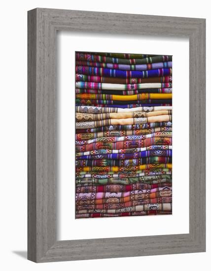 Colourful Blankets in Witches' Market, La Paz, Bolivia, South America-Ian Trower-Framed Photographic Print