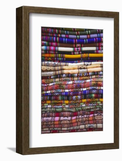 Colourful Blankets in Witches' Market, La Paz, Bolivia, South America-Ian Trower-Framed Photographic Print