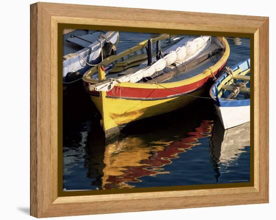 Colourful Boats Reflected in the Water of the Harbour, Sete, Herault, Languedoc-Roussillon, France-Ruth Tomlinson-Framed Premier Image Canvas