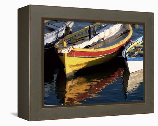 Colourful Boats Reflected in the Water of the Harbour, Sete, Herault, Languedoc-Roussillon, France-Ruth Tomlinson-Framed Premier Image Canvas