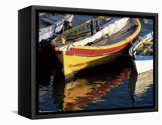 Colourful Boats Reflected in the Water of the Harbour, Sete, Herault, Languedoc-Roussillon, France-Ruth Tomlinson-Framed Premier Image Canvas