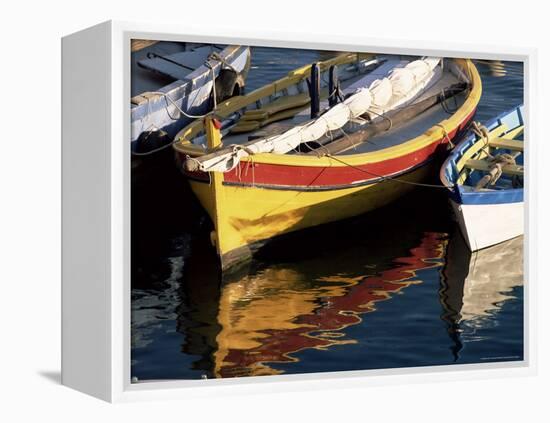 Colourful Boats Reflected in the Water of the Harbour, Sete, Herault, Languedoc-Roussillon, France-Ruth Tomlinson-Framed Premier Image Canvas