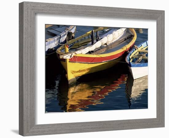 Colourful Boats Reflected in the Water of the Harbour, Sete, Herault, Languedoc-Roussillon, France-Ruth Tomlinson-Framed Photographic Print