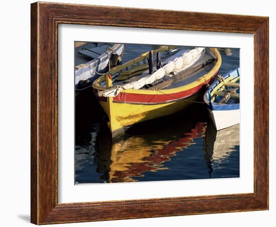 Colourful Boats Reflected in the Water of the Harbour, Sete, Herault, Languedoc-Roussillon, France-Ruth Tomlinson-Framed Photographic Print