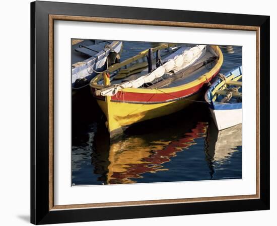 Colourful Boats Reflected in the Water of the Harbour, Sete, Herault, Languedoc-Roussillon, France-Ruth Tomlinson-Framed Photographic Print