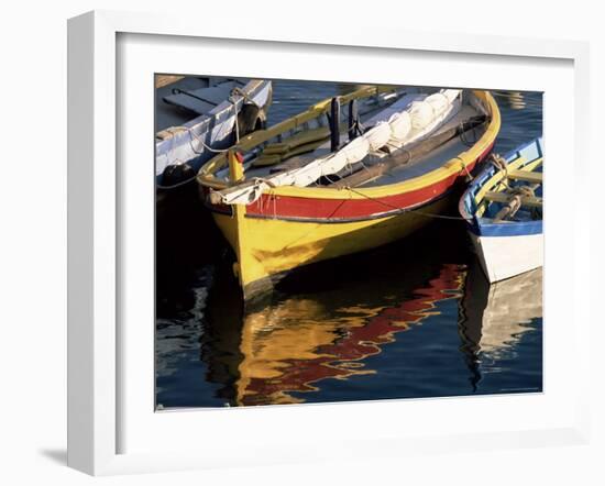 Colourful Boats Reflected in the Water of the Harbour, Sete, Herault, Languedoc-Roussillon, France-Ruth Tomlinson-Framed Photographic Print