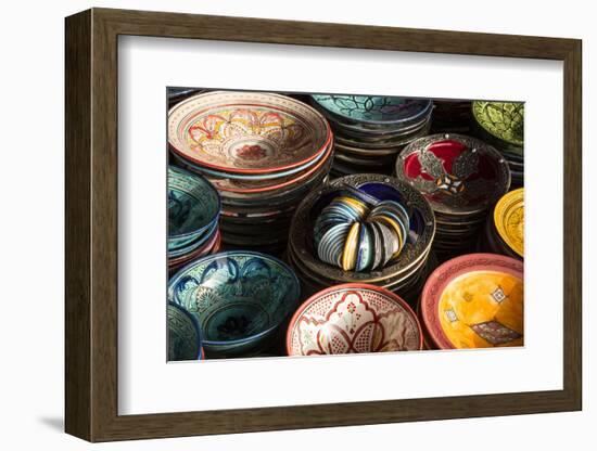 Colourful Bowls in the Old Souk, Old Medina, Marrakesh (Marrakech), Morocco, North Africa-Stephen Studd-Framed Photographic Print