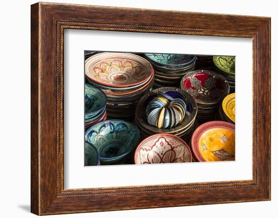 Colourful Bowls in the Old Souk, Old Medina, Marrakesh (Marrakech), Morocco, North Africa-Stephen Studd-Framed Photographic Print