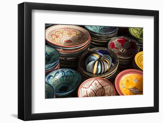 Colourful Bowls in the Old Souk, Old Medina, Marrakesh (Marrakech), Morocco, North Africa-Stephen Studd-Framed Photographic Print