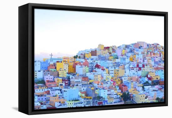 Colourful buildings in the San Juan District, Las Palmas de Canary Islands, Spain-Neil Farrin-Framed Premier Image Canvas