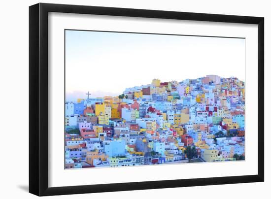 Colourful buildings in the San Juan District, Las Palmas de Canary Islands, Spain-Neil Farrin-Framed Photographic Print