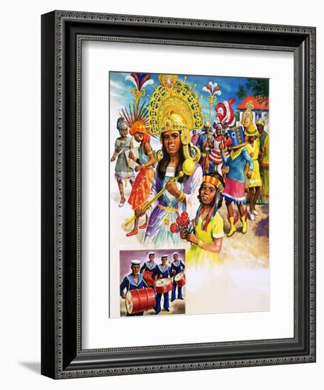 Colourful Carnival in Trinidad-null-Framed Giclee Print