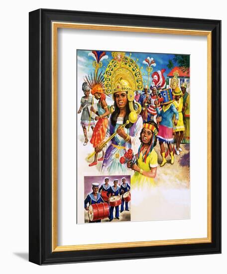 Colourful Carnival in Trinidad-null-Framed Giclee Print