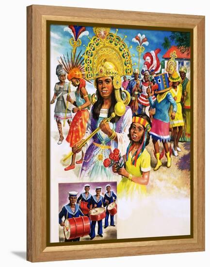 Colourful Carnival in Trinidad-null-Framed Premier Image Canvas