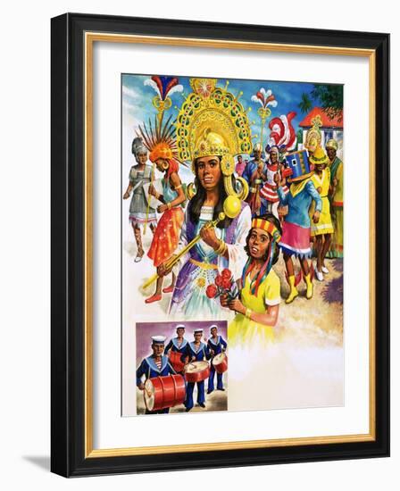 Colourful Carnival in Trinidad-null-Framed Giclee Print