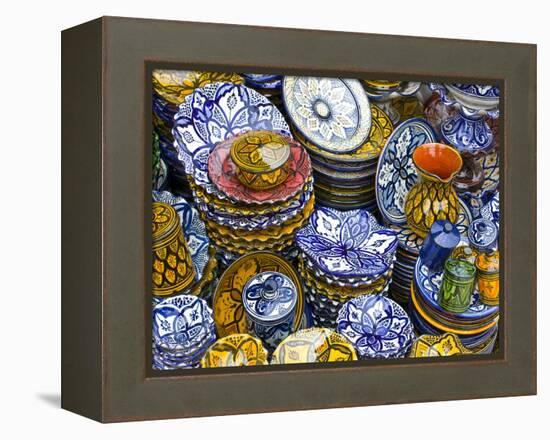 Colourful Ceramics For Sale, Safi, Morocco, North Africa, Africa-Michael Runkel-Framed Premier Image Canvas