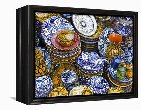 Colourful Ceramics For Sale, Safi, Morocco, North Africa, Africa-Michael Runkel-Framed Premier Image Canvas