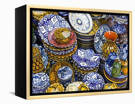 Colourful Ceramics For Sale, Safi, Morocco, North Africa, Africa-Michael Runkel-Framed Premier Image Canvas