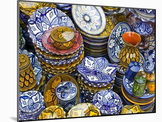 Colourful Ceramics For Sale, Safi, Morocco, North Africa, Africa-Michael Runkel-Mounted Photographic Print