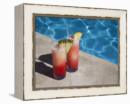 Colourful Cocktails by the Pool, Punta Cana, Dominican Republic, West Indies, Caribbean, Central Am-Frank Fell-Framed Premier Image Canvas